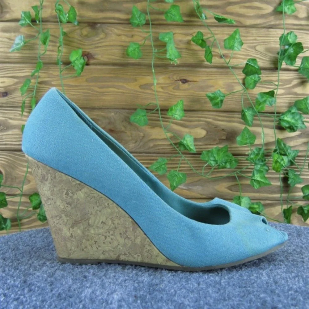 American Eagle Women's  Peep Toe Blue‎ Fabric Pump 10 Medium  Used 2025